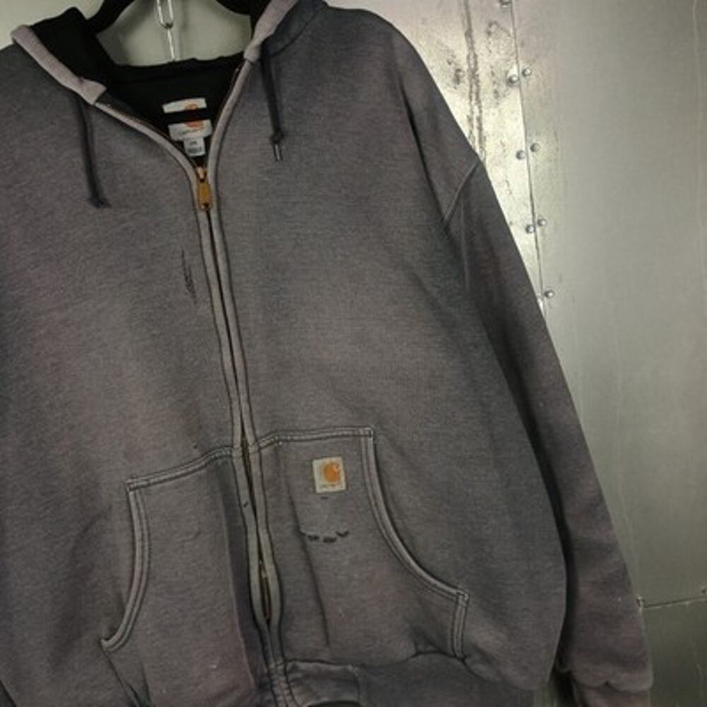 Carhartt Sun Faded Vintage Thermal Waffle Lined Hoodie Sweatshirt XXL Grunge Y2K